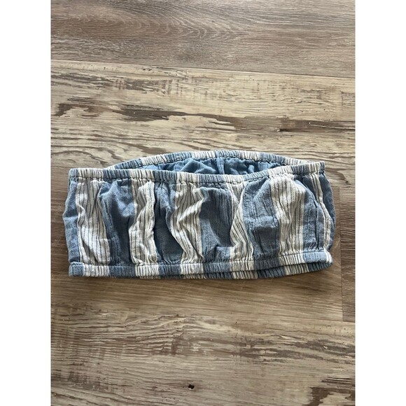 New American Eagle Striped Blue Crop Tube Top Boho size M - Picture 3 of 3